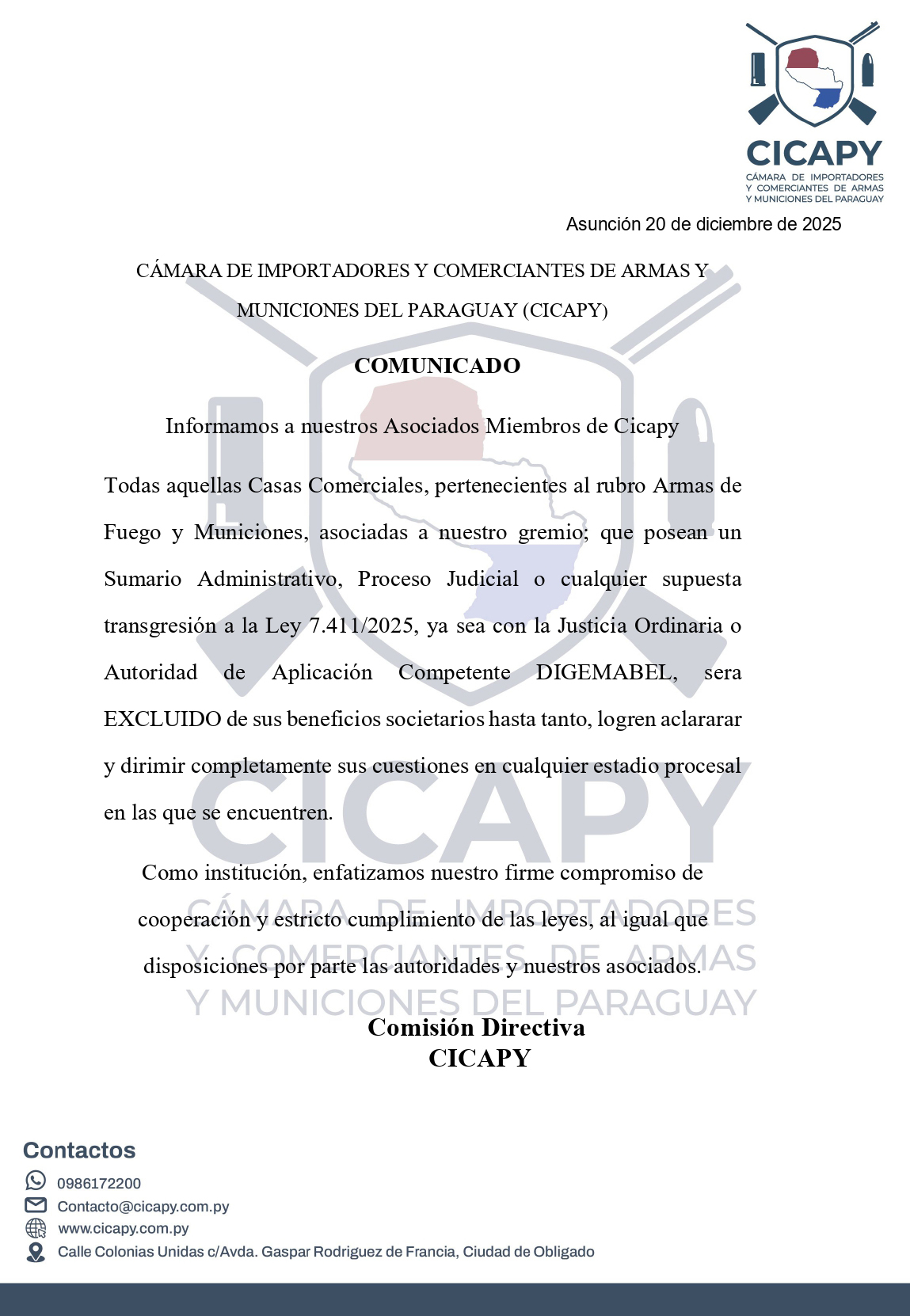 Comunicado CICAPY